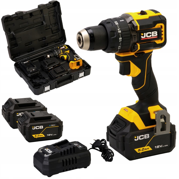 Masina de gaurit si insurubat JCB, 75Nm, 2x5Ah, 18V, set
