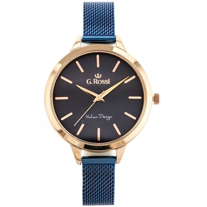 Дамски часовник G. Rossi ZG680J, розово злато, гранатова каишка, 37x45x8мм, комплект с кутия и гаранция