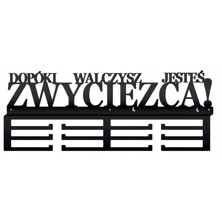 Suport pentru medalii metalic 55,50 cm, ZWYCIEZCA, design rezistent la zgarieturi, set