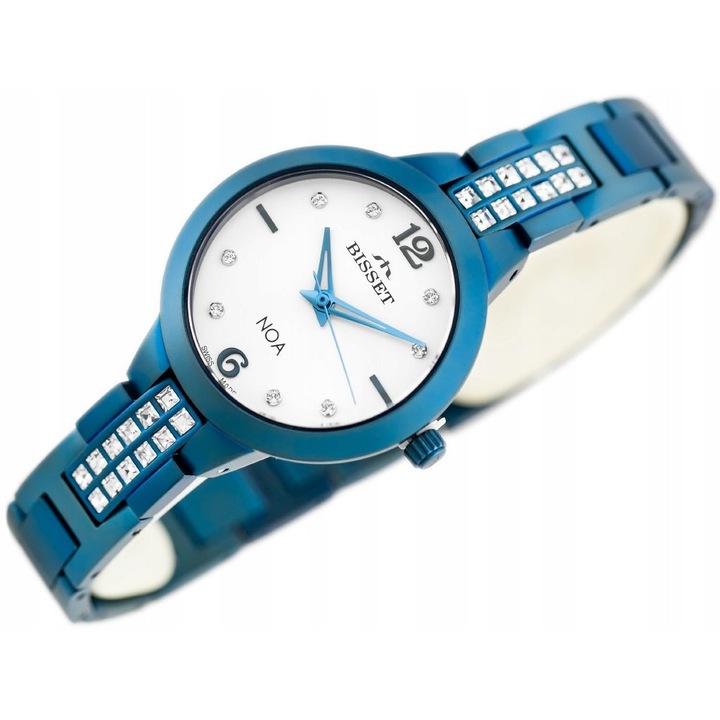 Ceas dama Bisset, model BSBE77, bratara din otel inoxidabil, culoare granat, dimensiuni 32x39x8mm