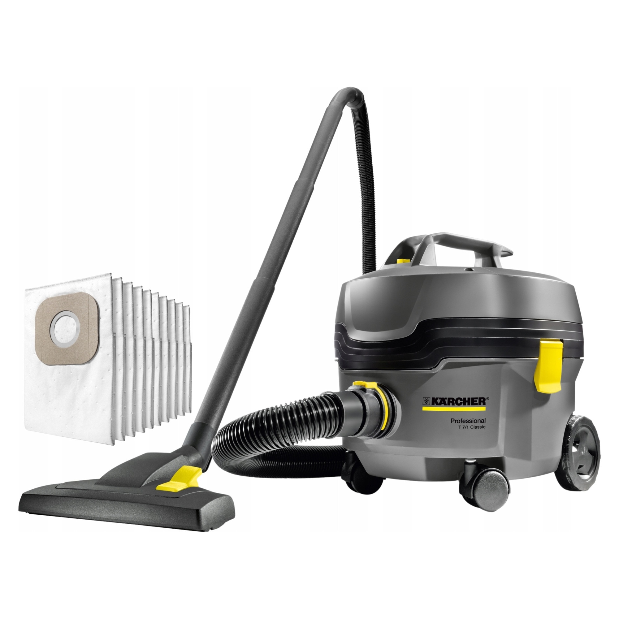 Aspirator profesional Karcher T 7/1, 850W, capacitate 7.5l, greutate 3.5kg, set 10 saci filtranti