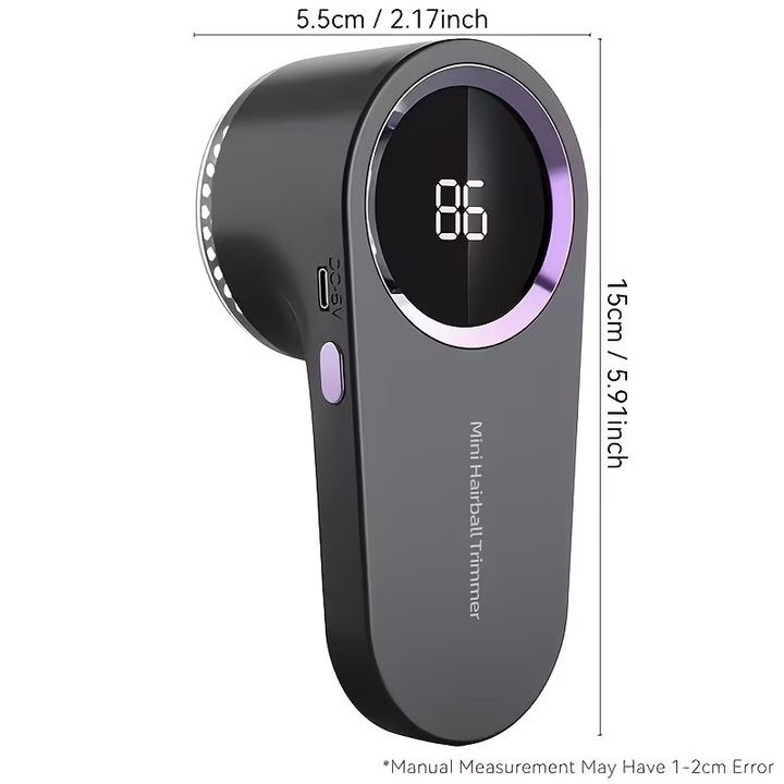 Aparat de curățat scame portabil, cu afișaj inteligent, 70x70x148mm, multicolor, set complet