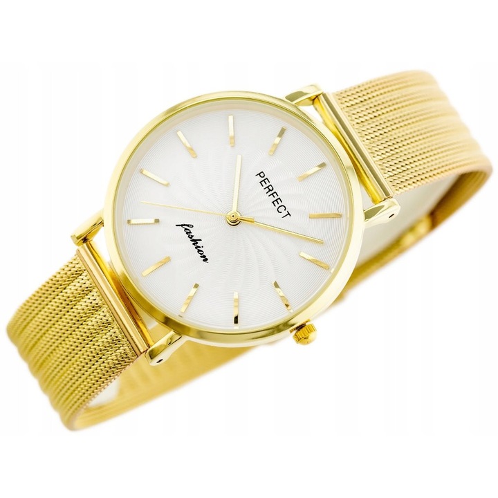 Ceas de dama Perfect zp932b, mecanism japonez, bratara aurie, cutie inclusa, grawer personalizat