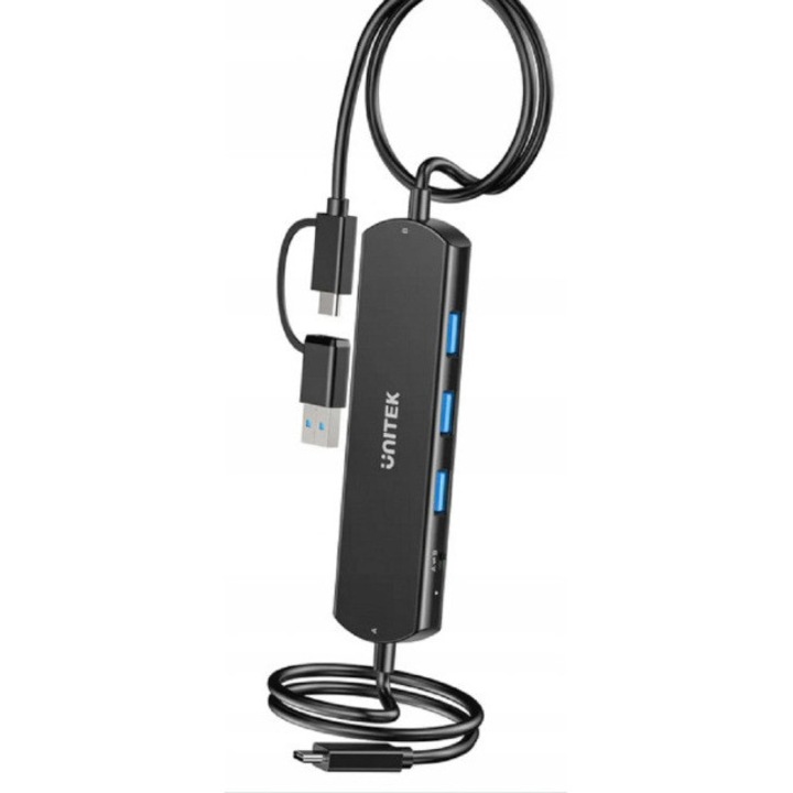 Unitek KVM Hub 10Gbps, 3 USB-A port, gyors adatátvitel, fekete, 80cm