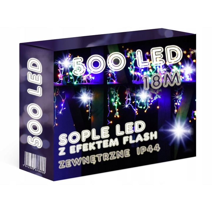 Светеща завеса комплект 500 LED многоцветна, 12м, IP44, 300 LED, захранване 230V