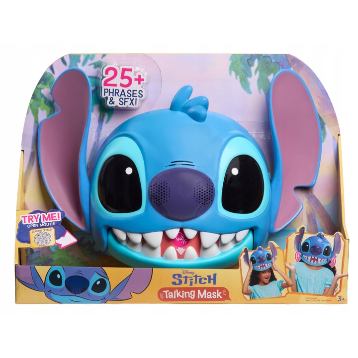 Говореща маска DISNEY STITCH, Just Play, 25 звука, за деца