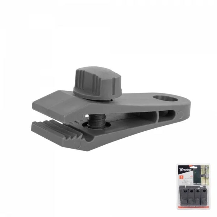 Set 8 clipsuri prindere Bradas Bungee Cord, gri, pentru perdele si draperii