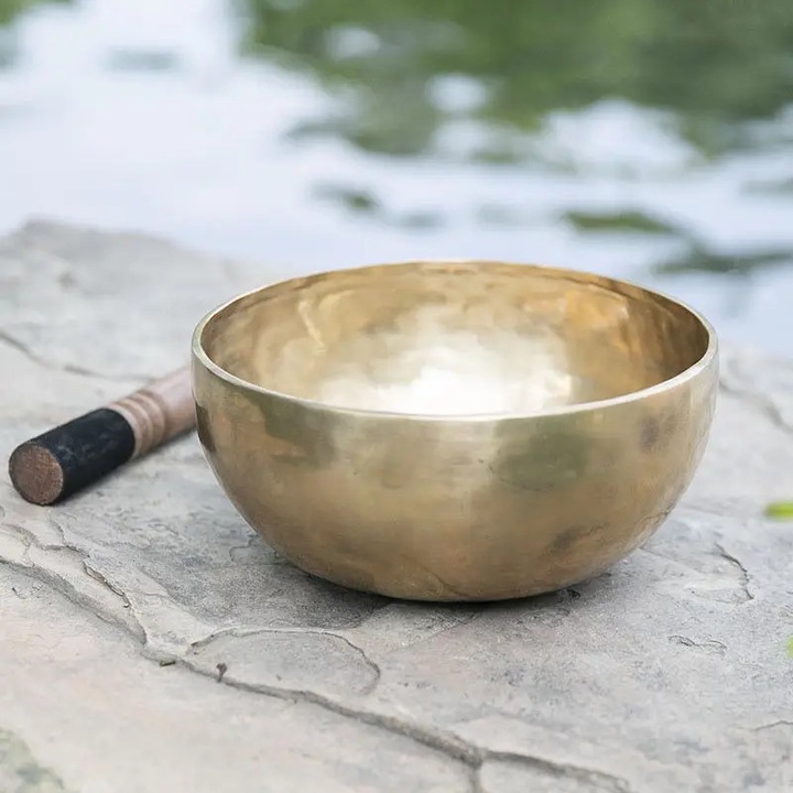 Bol Cantator Tibetan 24 cm – Terapeutic, 7 metale, handmade Nepal, meditatie, mindfulness, Bat & Suport matase