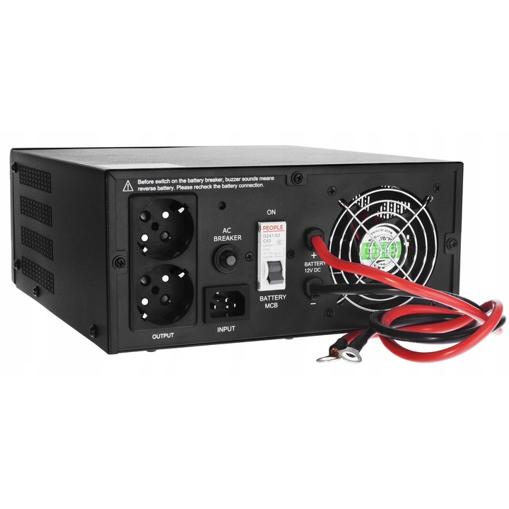 Инвертор 600W, East, 2x Schuko, LCD, синусоида, 230V