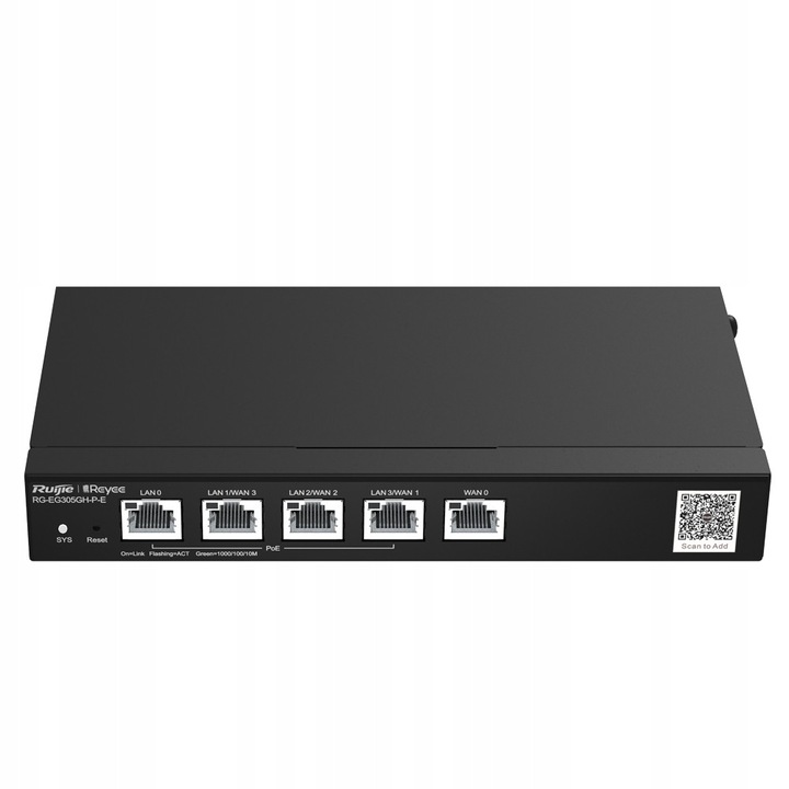 Reyee RG-EG305GH-P-E PoE router, 4 PoE+ port, 5 RJ45 port, 1500 Mbps, 202x28x108mm