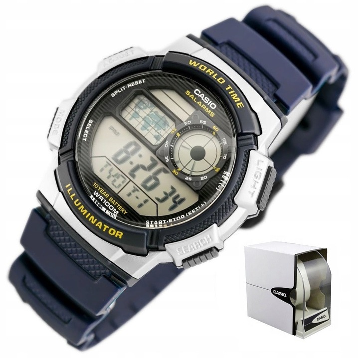Детски часовник Casio, модел zd073, 10ATM, многоцветен, 43x43x12мм, комплект с кутия и гравиране.