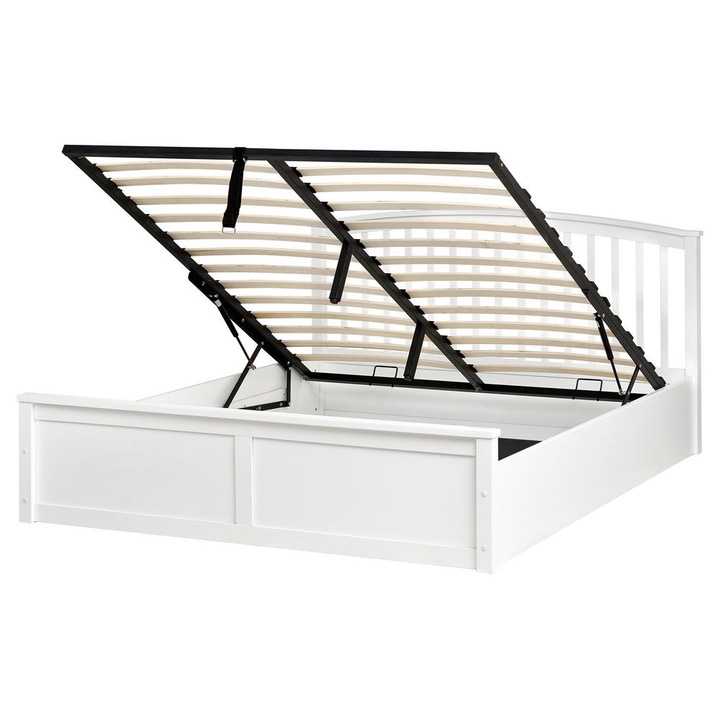 Pat otoman Lemn de pin Clarbec 160 x 200 cm Alb