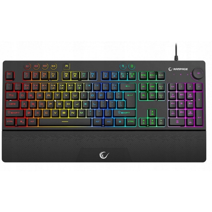 Tastatura membrana RAMPAGE Simula RGB, neagra