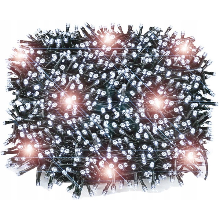 Коледни LED лампички, 1000 LED, студено бяло + FLASH, 72м, комплект, IP44