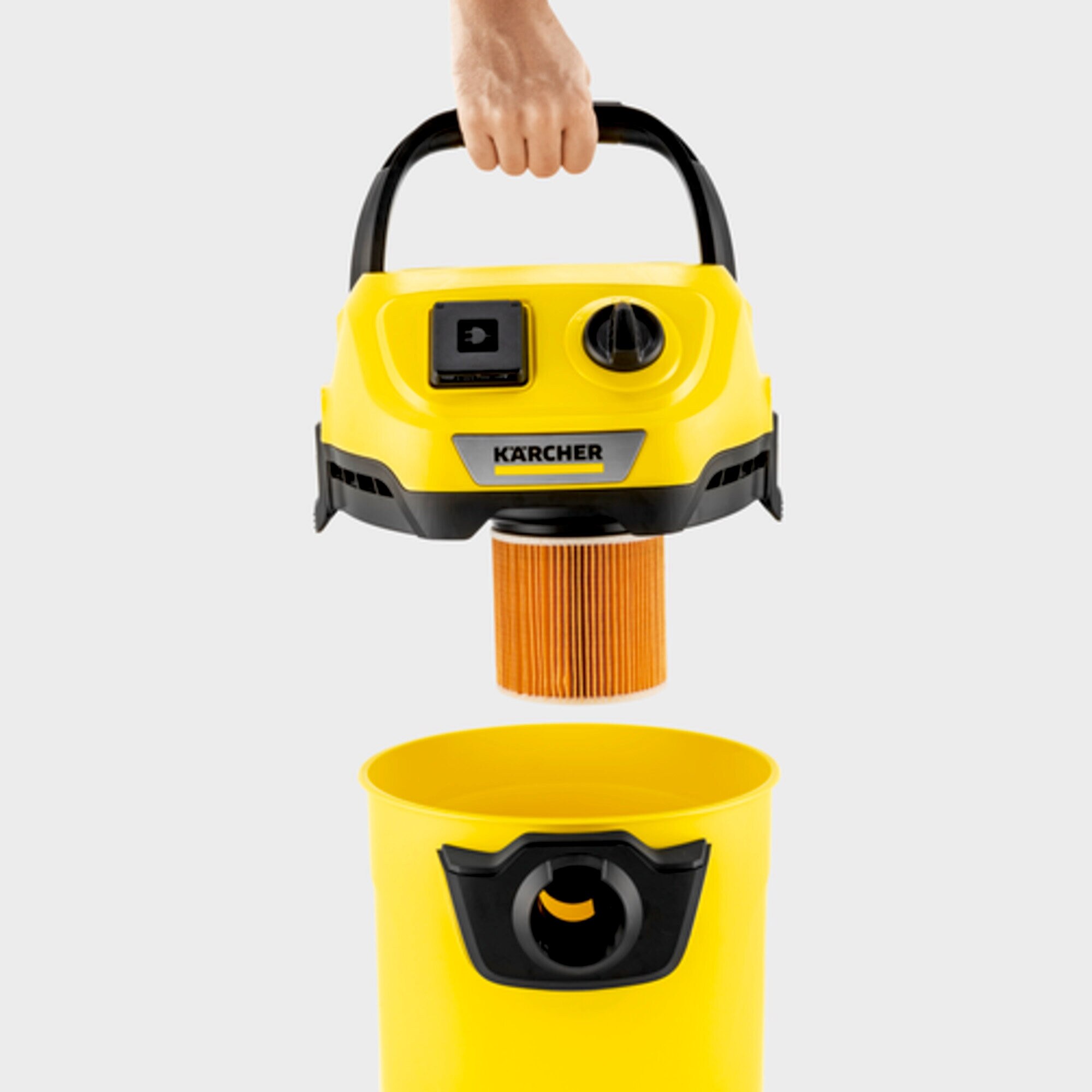 Aspirator universal Karcher WD 3, 1000 W, 19L, galben, 4m cablu, 2m furtun
