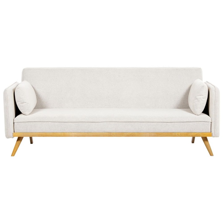 Canapea extensibila cu 3 locuri din tesatura alb-murdar Asaa