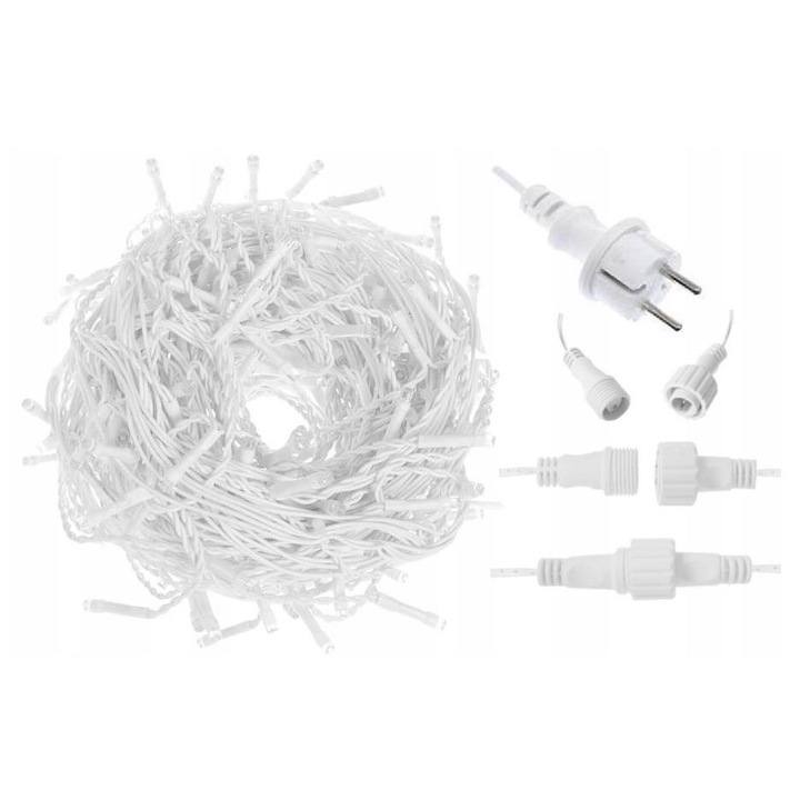 LED гирлянд, IP44, функция флаш, 3 дължини 25/35/65 см, студено бяло/синьо флаш, 500 LED, 24.7 м
