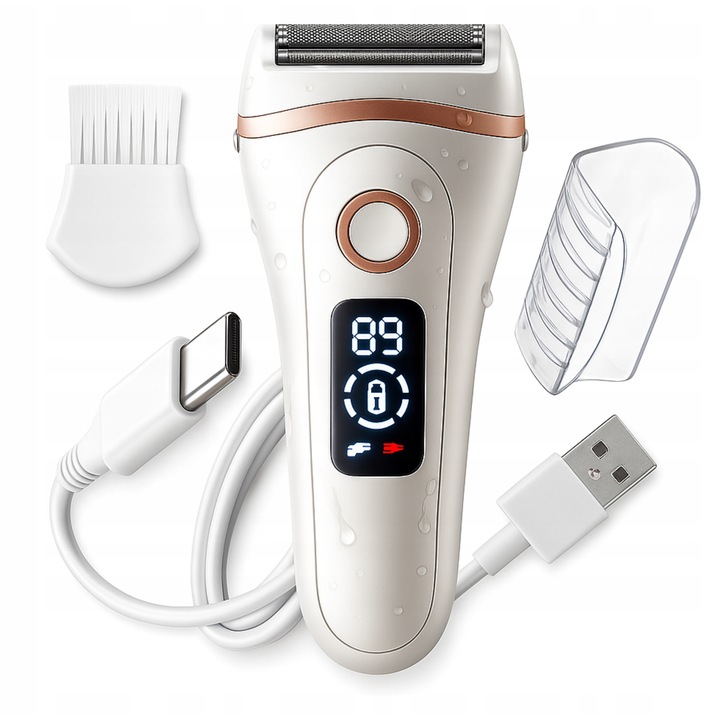 Epilator 3w1, Minexo, pentru corp, bikini si picioare, fara fir, alb, waterproof IP67