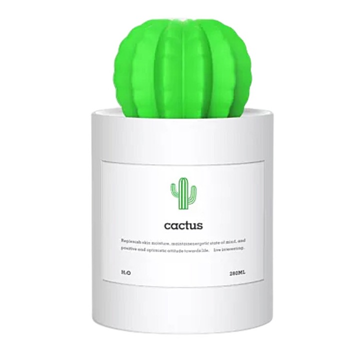KAKTUS hordozható párásító, 50ml/h, 280ml, fehér, micro USB tápellátás