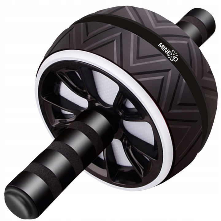Roller pentru exercitii abdominale, Minexo, 30x16cm, set cu saltea pentru genunchi, negru