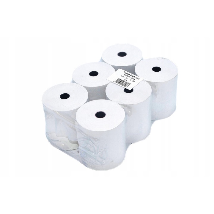 Rola termica 80x80mm, set 6 bucati, Eureka, fara BPA, pentru imprimante fiscale