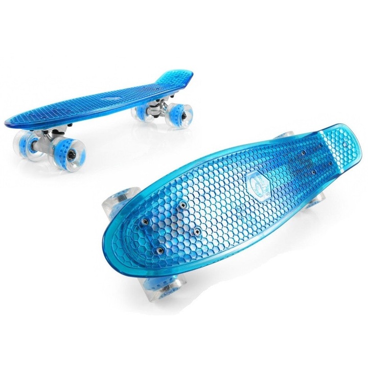 Deskorolka SMJ Sport, model LED, portocalie, 56x15x11cm, set pentru copii, max 60kg