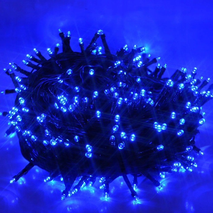 Коледни лампички LED 500 FLASH, 35м, зелен кабел, синя светлина, комплект