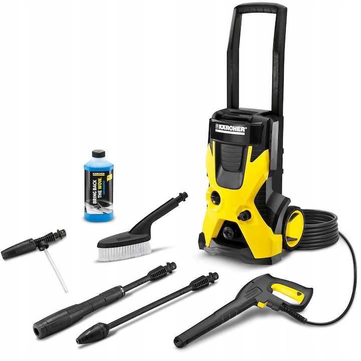 Aparat de spalat cu presiune Karcher K 5 Basic Car, 145 bar, 2100 W, set cu perie, lance si sampon, 369x389x901mm