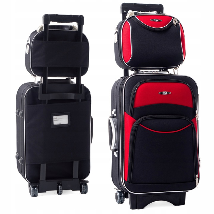 Set valiza si geanta RGL, 31L, 9L, negru, dimensiuni 55x38x20+5cm, 28x28x13cm