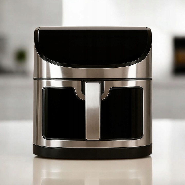 Friteuza cu aer cald MalTec Air Fryer 8L, fara ulei, tehnologie de circulatie rapida a aerului, negru/argintiu