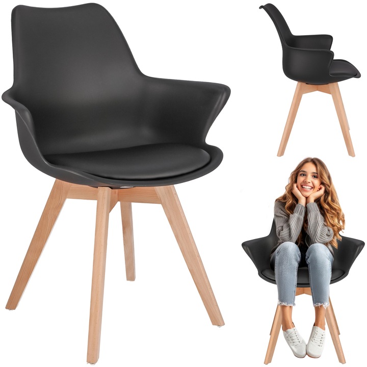 Scaun JUMI ORLEAN, negru, 83x63x59cm, capacitate 120kg