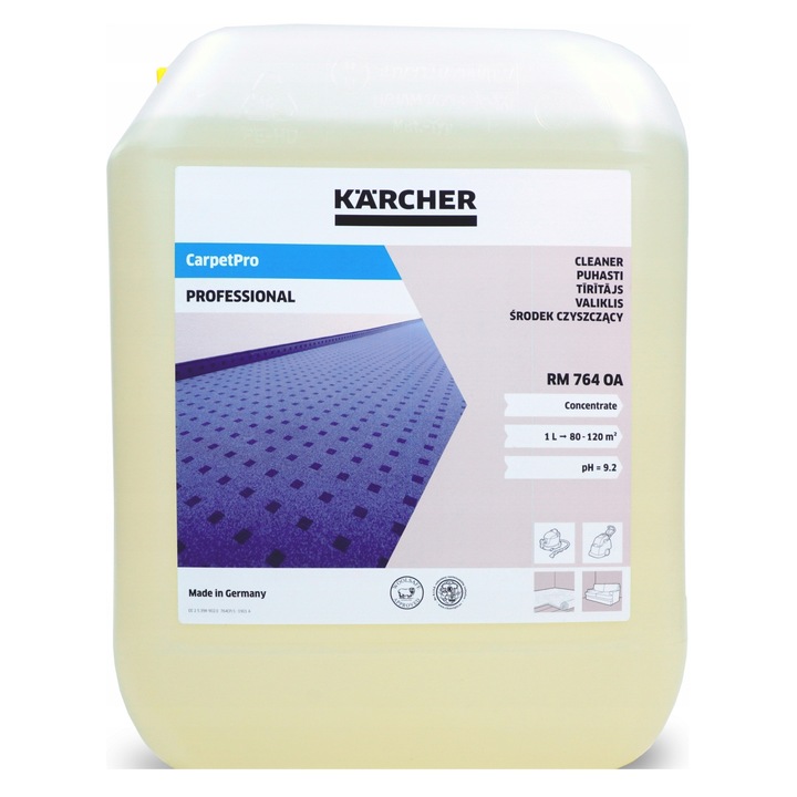 Solutie curatat covoare, Karcher, RM 764, 10 l, pentru curatare textila si tapiterie, eliminare mirosuri