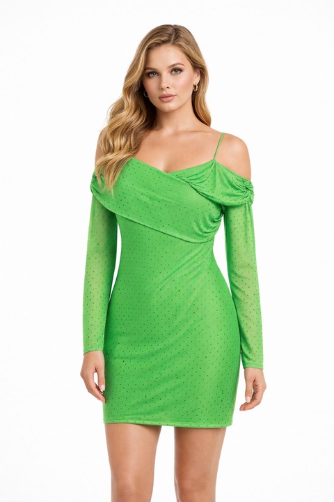 Рокля CRAS, зелена с камъни тип swarovski, 34