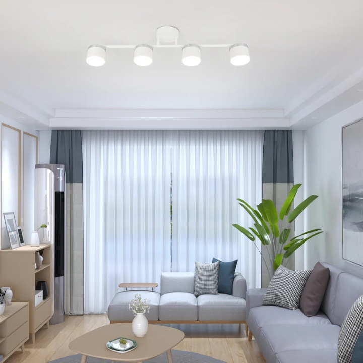 Lustra RFAN D60309-4, 4 x GX53, Alb cu Finisaj Cromat, 700x120x135mm