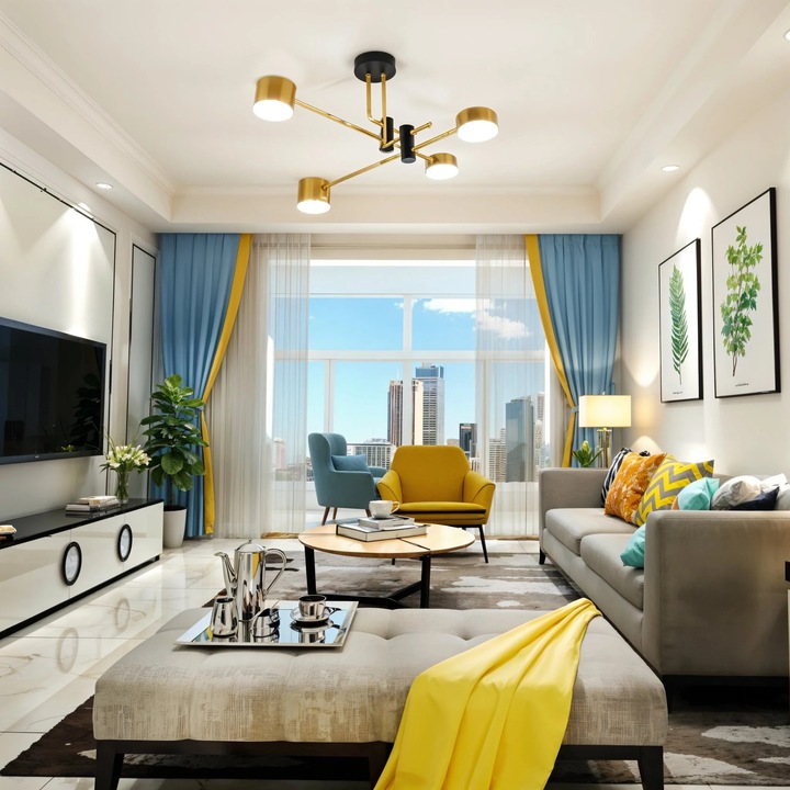 Лампа RFAN, Модел X21014-2+2, 4 X Патрон GX53, Черен/Златен