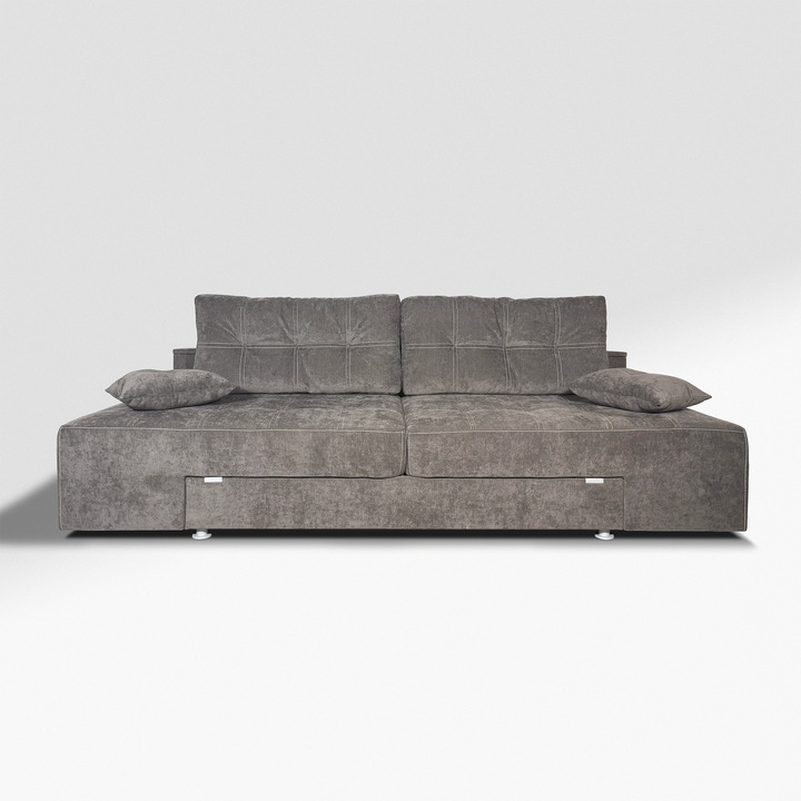 Canapea extensibilă Iza Rafael, gri grej, 250x105x85, cu lada și noptiere