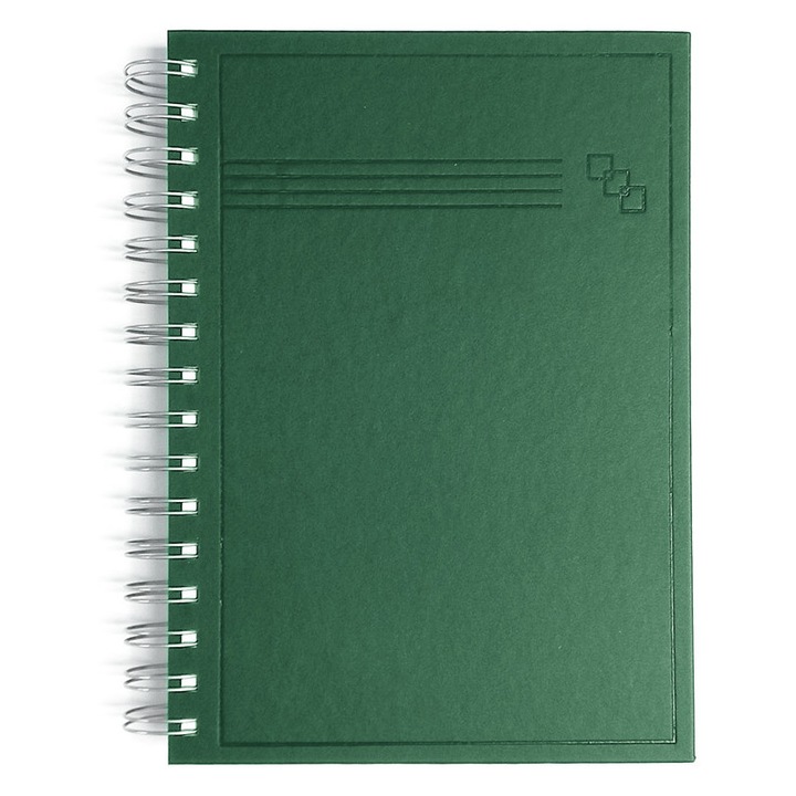 Agenda A5 Nedatata cu Spira, 200 FILE/400 pagini, Verde, 5 buc/set