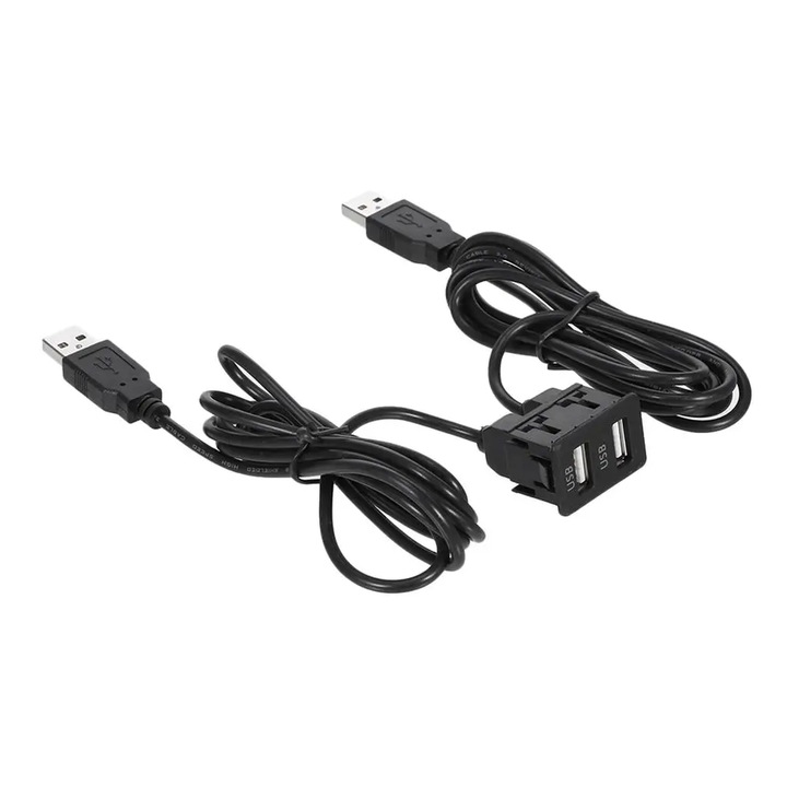 Modul panou auto 2x USB-A mama la 2x USB-A tata cablu 1m negru