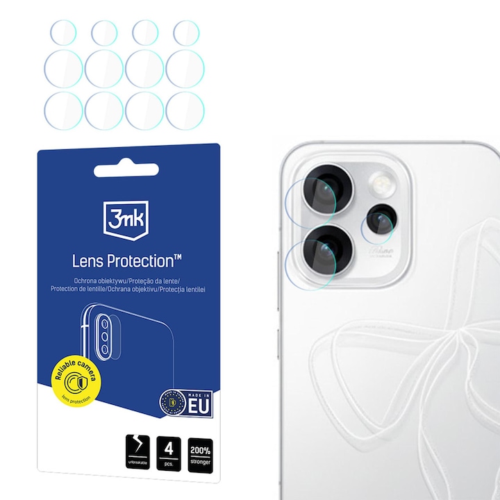 Folie sticla securizata camera foto 3mk Lens Protection Hybrid compatibila cu Oppo Reno 15, Transparent