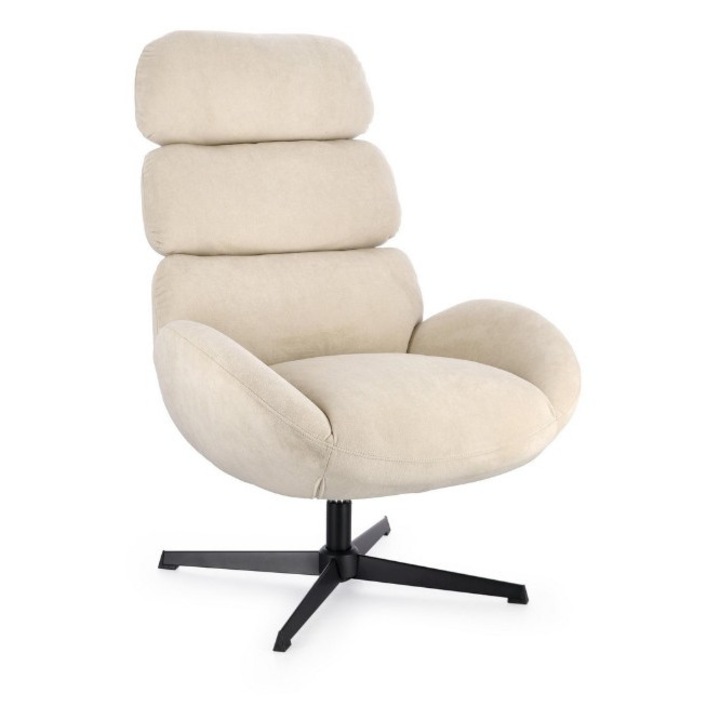 Fotoliu rotativ otel negru poliester crem Violante 76x86x106h