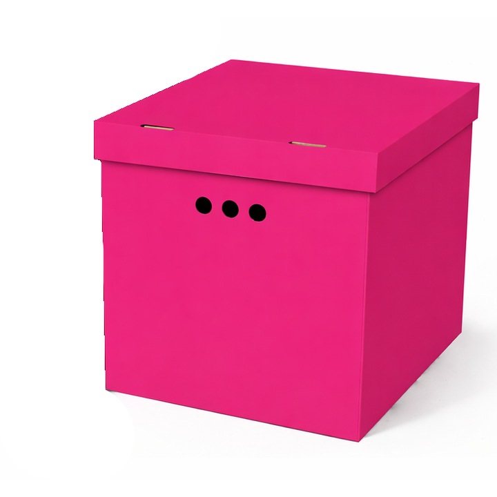 Cutie depozitare cu capac, DekorHome, roz, 33x30,2x30cm, imprimeu decorativ