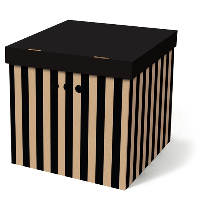 Cutie depozitare cu capac, DekorHome, 33x30,2x30cm, verde, model cu dungi negre