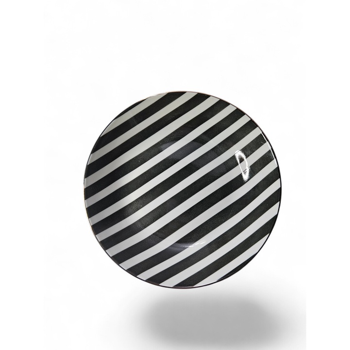 Mélytányér kerámia, Kamipex, 20 cm, fehér fekete