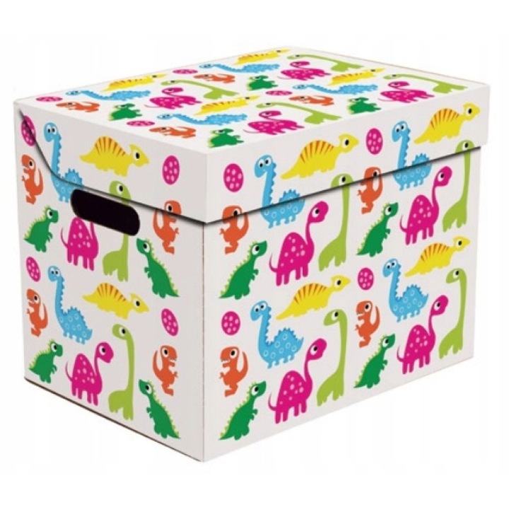 Cutie depozitare cu capac DekorHome, dinozauri, 33.1x25x26cm, multicolor, stivuibil