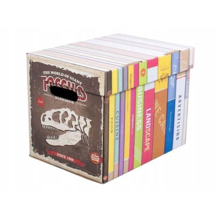 Cutie depozitare cu capac DekorHome, 33.1x25x26cm, multicolor, organizator haine, imprimeu decorativ