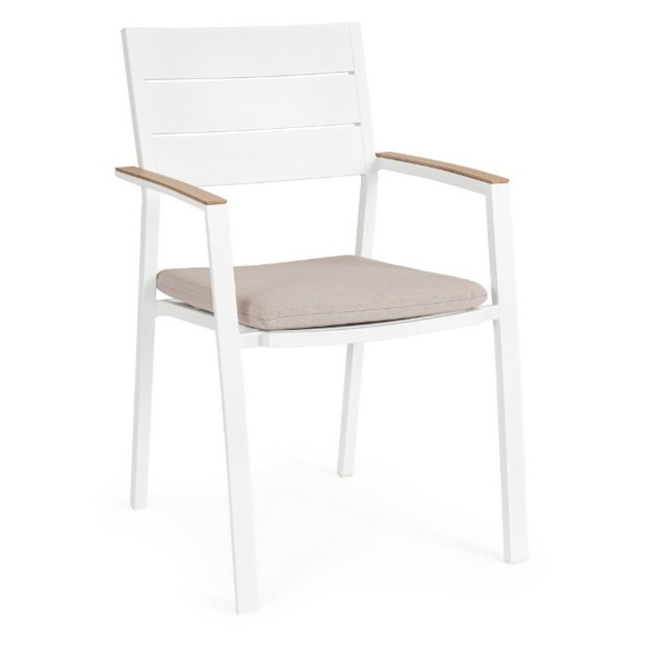 4 db kerti, terasz szék, fehér barna bézs Zelmar 58.5x55.5x90h