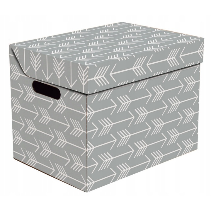 Cutie depozitare carton, DekorHome, cu capac, gri, 33.1x25x26cm