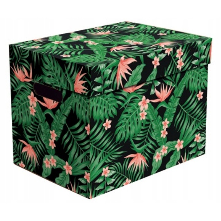 Cutie depozitare cu capac DekorHome, multicolor, 33.1x25x26cm, imprimeu Jungla, stivuibil