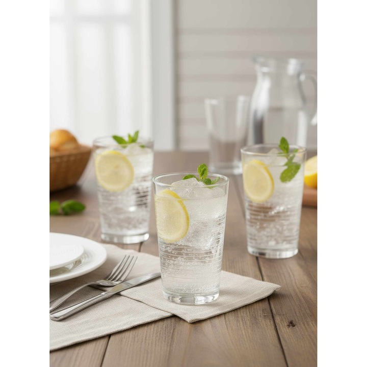 Set pahare din sticla 6 piese, Hermia Concept, transparent, 7x7x11,2cm, 200ml