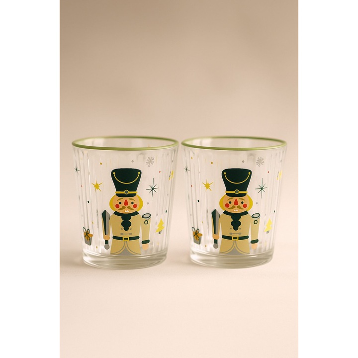 Set pahare Hermia Concept, 360 ml, verde, 8x8x9 cm, 2 piese